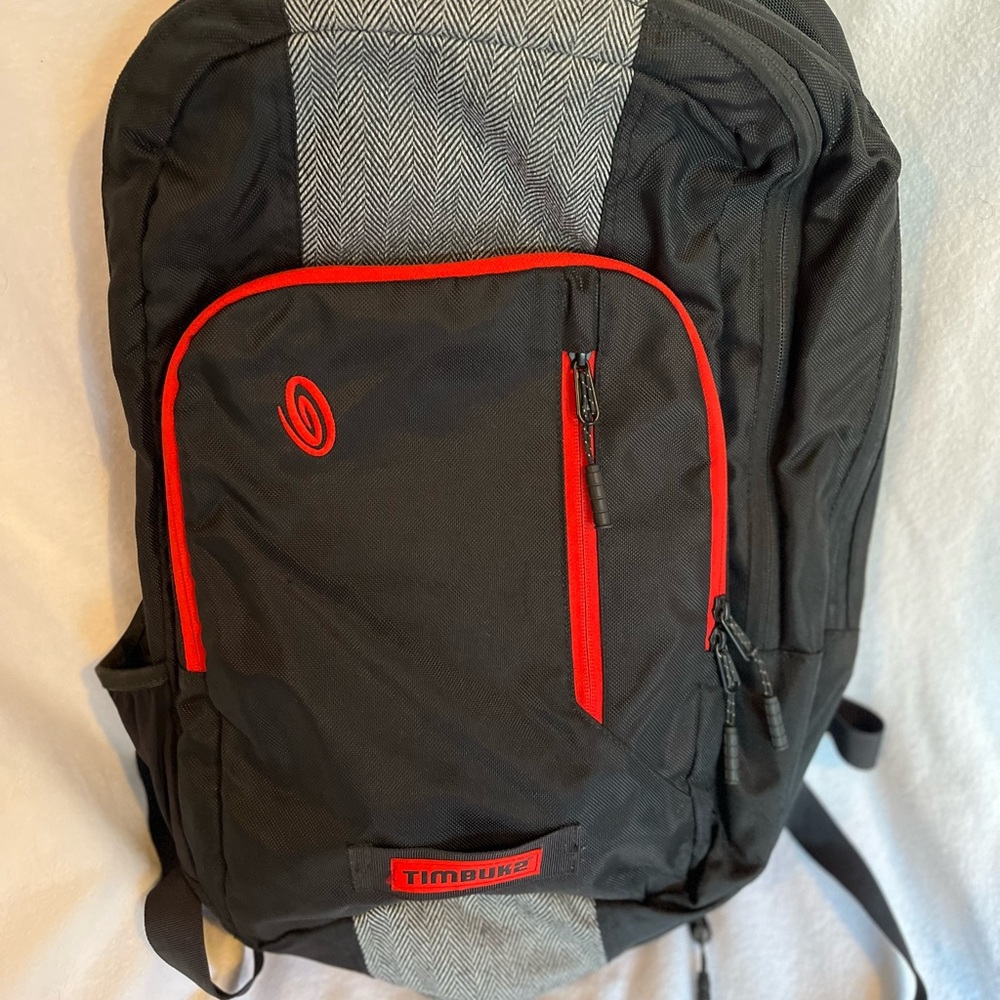 TIMBUK2 25L Laptop Backpack - Black with red and gray accents - Good used cond.